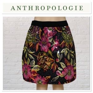 Anthropologie Ladakh Floral Brocade Mini Skirt
